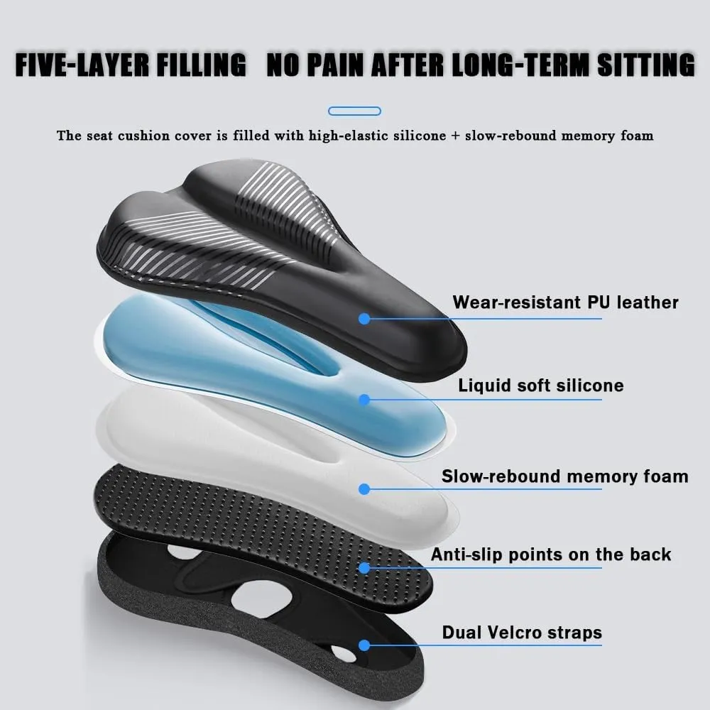 Bike Seat Cushion for Merida Mission CX 5000 Mission CX100 SE Mission Road 4000, Memory Foam & Gel Padded Cover Bicycle Seat for Men Women Shock-Absorbing Comfort Bike Seat Pad,D