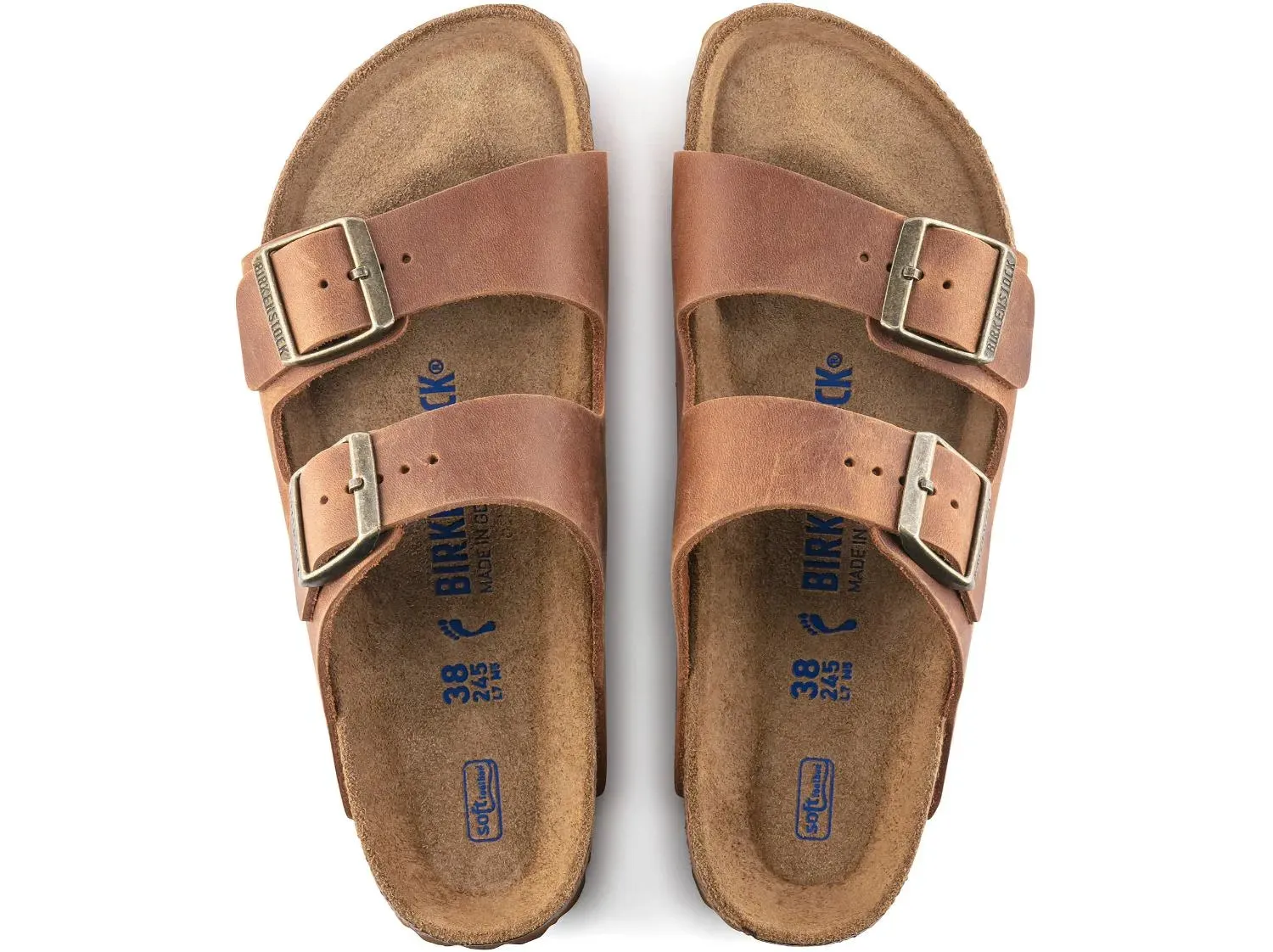 Birkenstock Arizona Oiled Leather SFB Cognac Slide
