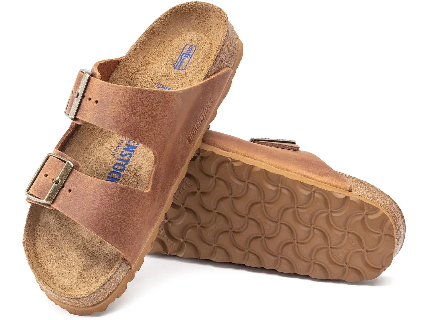 Birkenstock Arizona Oiled Leather SFB Cognac Slide