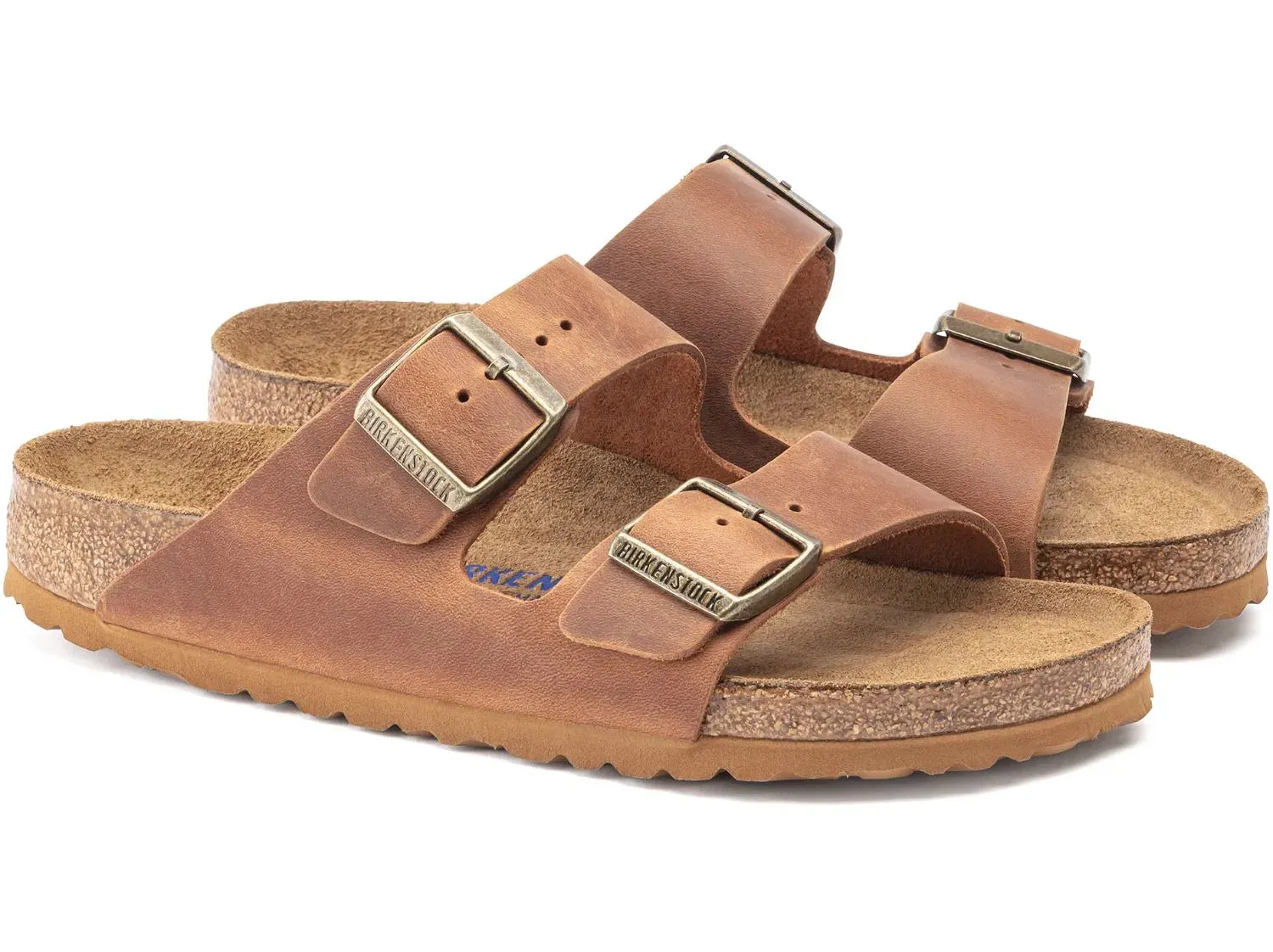 Birkenstock Arizona Oiled Leather SFB Cognac Slide