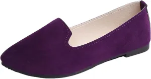 Black Flats for Women Slip on Classic Flats Comfortable Dressy Faux Suede Ballet Flats Shoes Casual Walking Flat Shoes for Women
