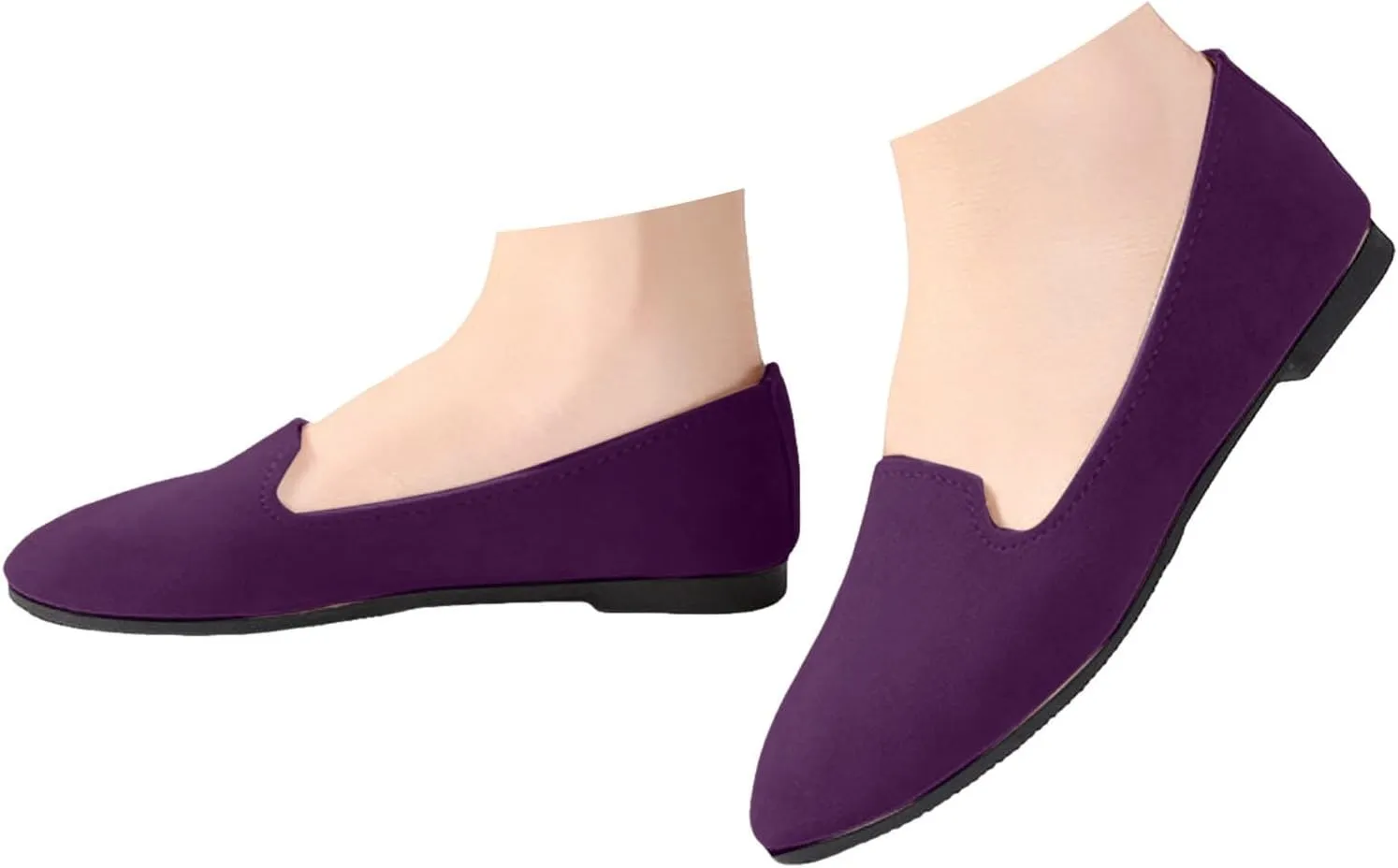 Black Flats for Women Slip on Classic Flats Comfortable Dressy Faux Suede Ballet Flats Shoes Casual Walking Flat Shoes for Women