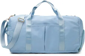 Blackwheel Sports Gym Bag With Shoe Bag Wet Bag Duffle Bag Waterproof Travel Bag for Women Men Light Blue 29L