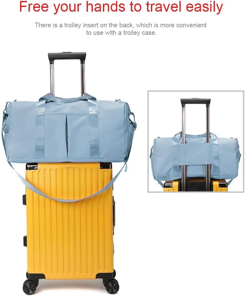Blackwheel Sports Gym Bag With Shoe Bag Wet Bag Duffle Bag Waterproof Travel Bag for Women Men Light Blue 29L