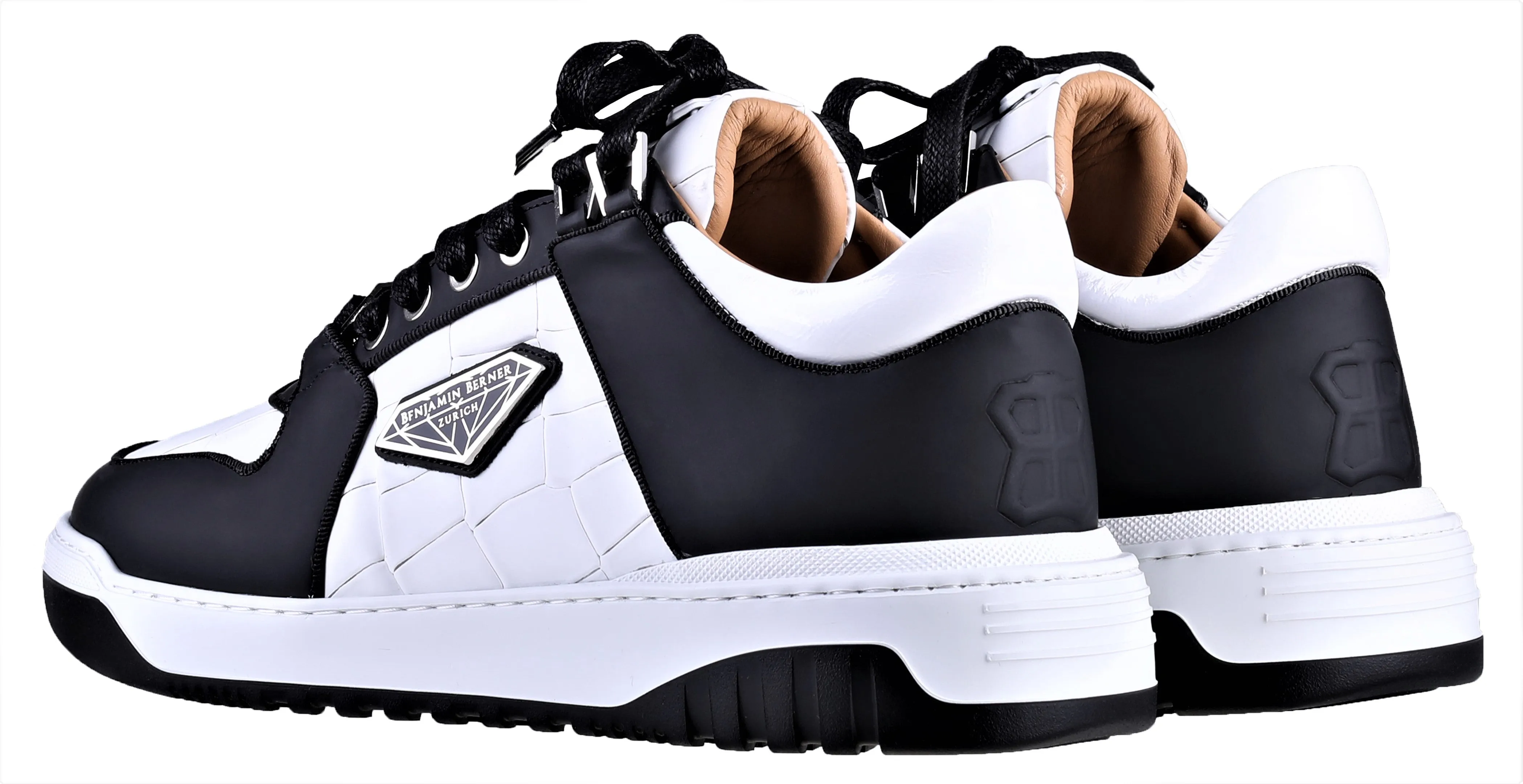 BNJ SIGMA Low-Top WHITE MATT CROCODILE-BLACK MATT NAPPA