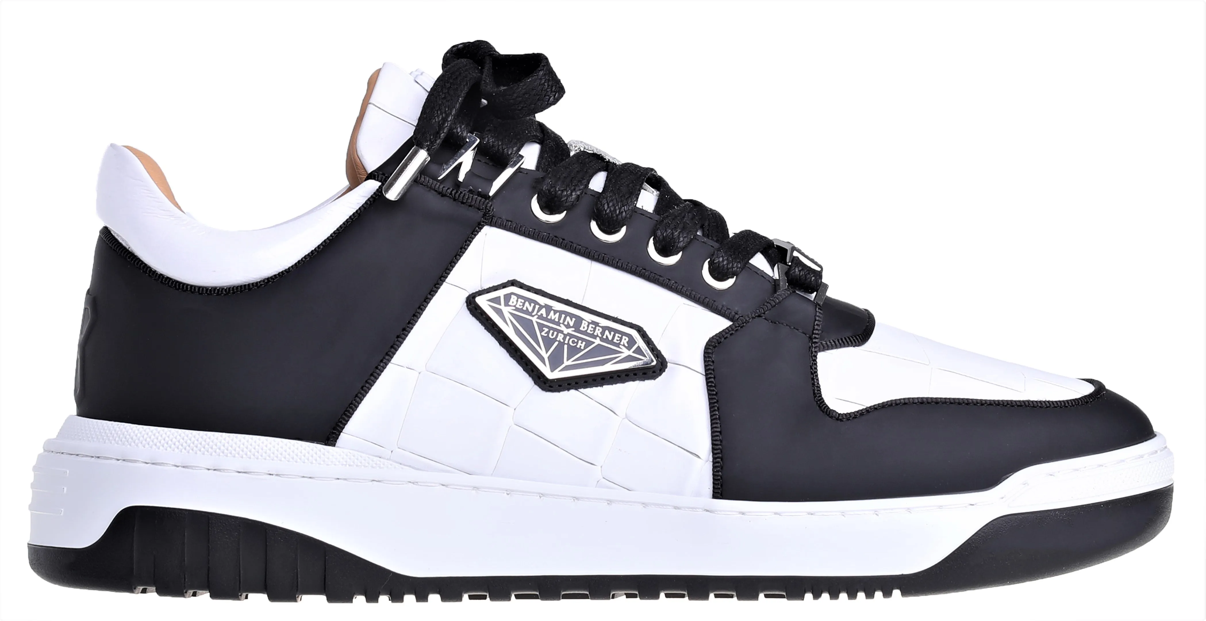 BNJ SIGMA Low-Top WHITE MATT CROCODILE-BLACK MATT NAPPA