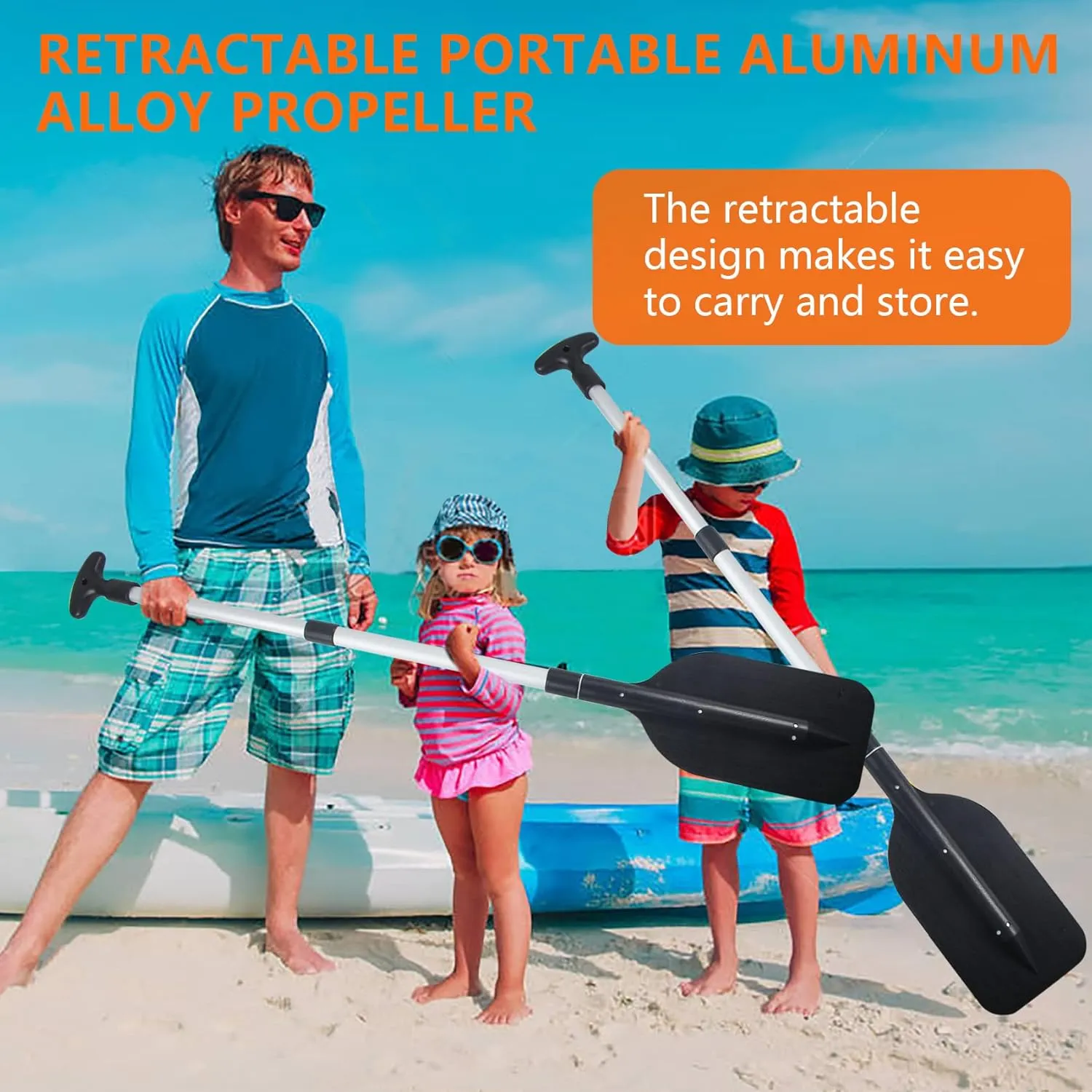 Boat Paddle Telescoping Collapsible Oar for Boat Anti Slip Aluminum Plastic Canoe Paddles 2 Pack Small Tubing Floats Oars Row and Safety Boat Accessories for Kids and Adults(4Color)