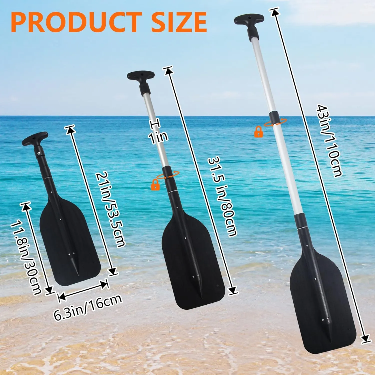 Boat Paddle Telescoping Collapsible Oar for Boat Anti Slip Aluminum Plastic Canoe Paddles 2 Pack Small Tubing Floats Oars Row and Safety Boat Accessories for Kids and Adults(4Color)