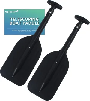 Boat Paddle Telescoping Collapsible Oar for Boat Anti Slip Aluminum Plastic Canoe Paddles 2 Pack Small Tubing Floats Oars Row and Safety Boat Accessories for Kids and Adults(4Color)