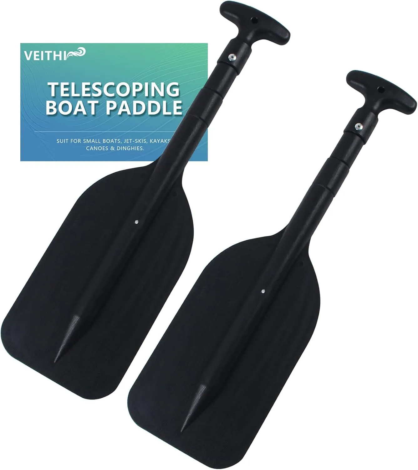 Boat Paddle Telescoping Collapsible Oar for Boat Anti Slip Aluminum Plastic Canoe Paddles 2 Pack Small Tubing Floats Oars Row and Safety Boat Accessories for Kids and Adults(4Color)