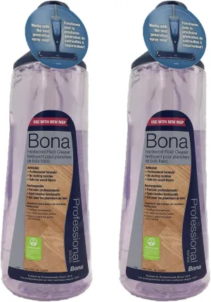 Bona Pro 34 Oz Hardwood Floor Cleaner Refill Cartridge, Premium No-Residue Formula, Ready-to-Use Cartridge For Bona Hardwood Floor Spray Mop, Cleans Dirty, Smudged Wood Floors (Pack of 2)
