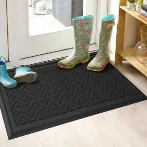 Boot Tray, Waterproof Shoe Mat Tray for Entryway, Non-Slip Shoe Drying Mat, Heavy Duty for Muddy Boots, Indoor/Outdoor Use, 15x30 inches, Black