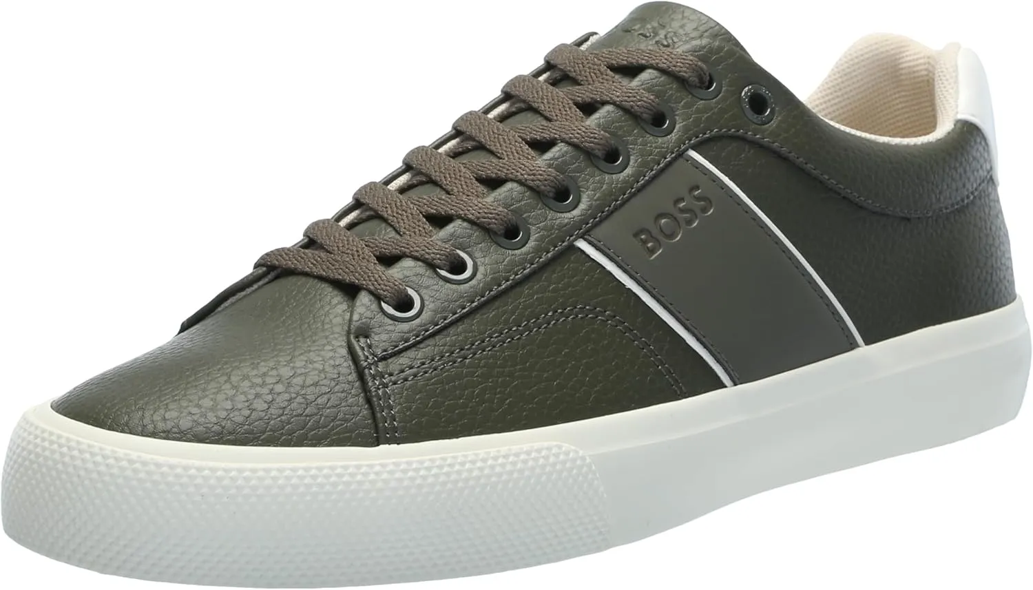 BOSS Men's Aiden Logo Block Leather Low Top Sneaker