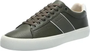 BOSS Men's Aiden Logo Block Leather Low Top Sneaker