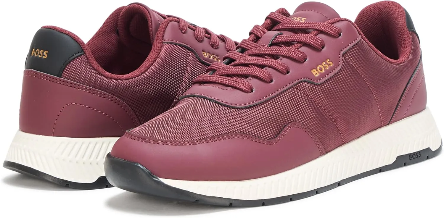 BOSS Men's Leather Mix Low Top Sneaker