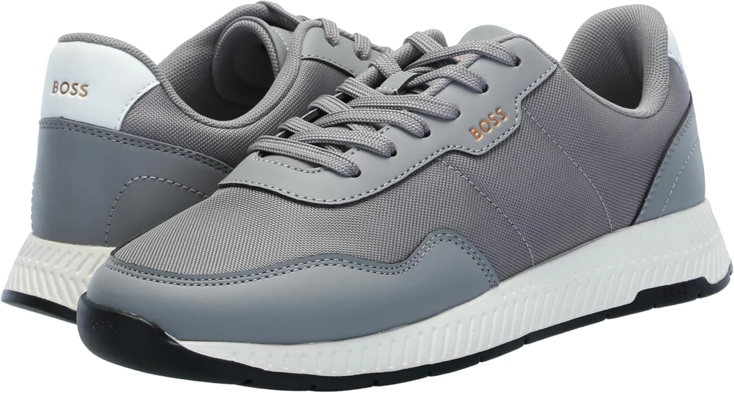 BOSS Men's Leather Mix Low Top Sneaker