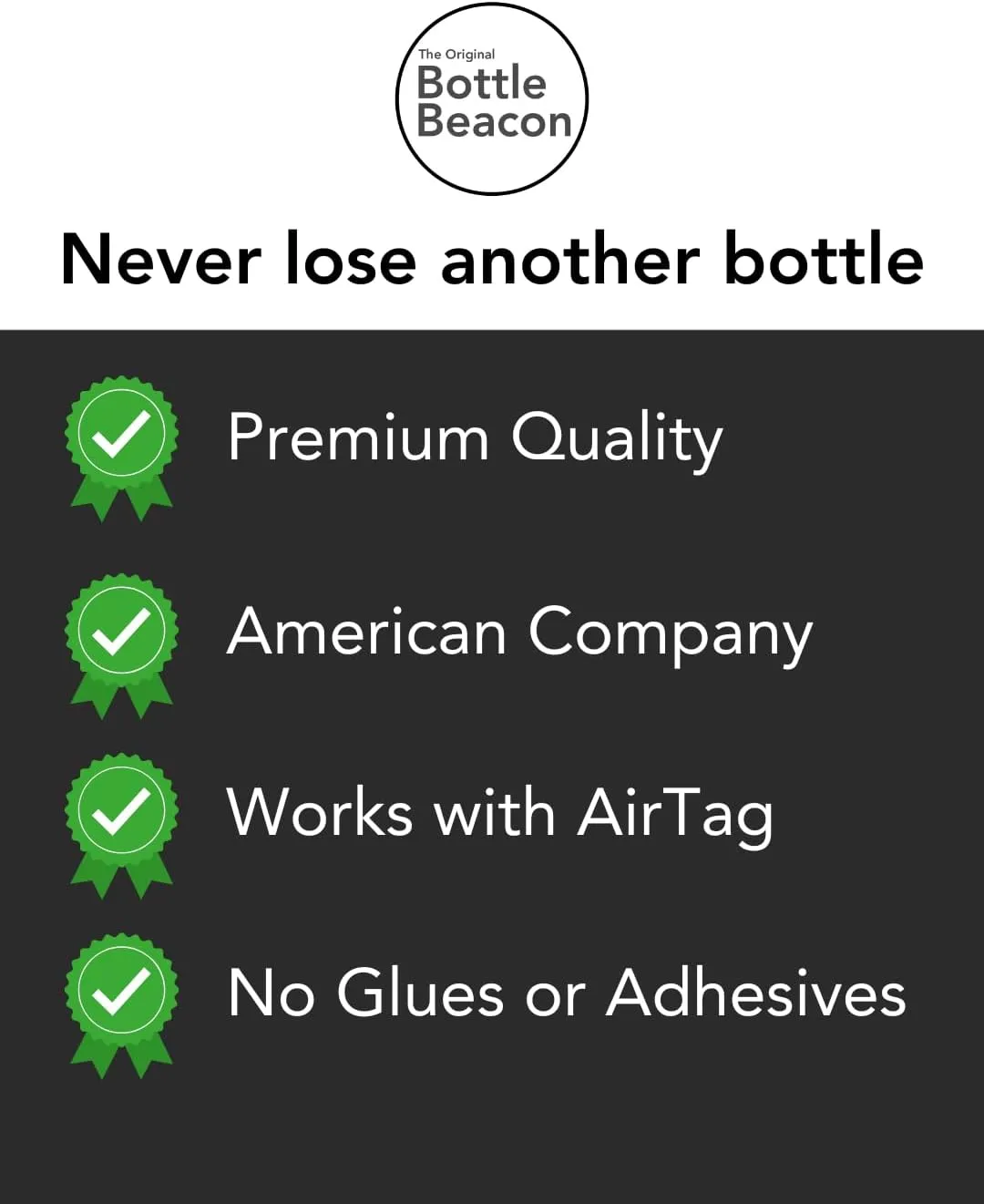Bottle Beacon® Strap Holder – Compatible with Apple AirTag – Fits Stanley, Hydro Flask, Yeti, Nalgene Bottles (Mint)