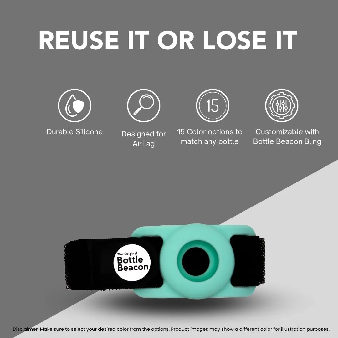 Bottle Beacon® Strap Holder – Compatible with Apple AirTag – Fits Stanley, Hydro Flask, Yeti, Nalgene Bottles (Mint)