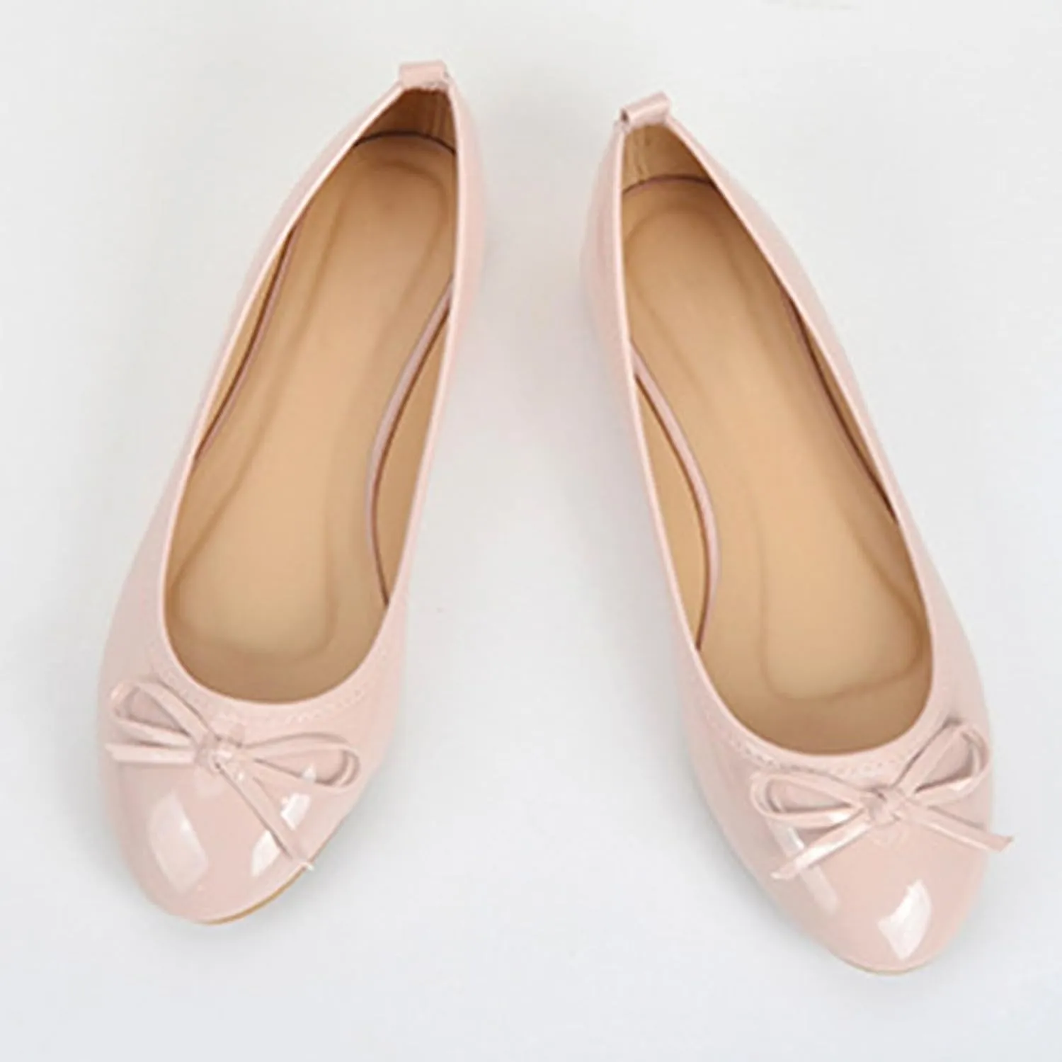 Bowknot Ballet Flats Womens Round Head Casual Flat Shoes Smooth Leather Dress Shoes Wear to Work Easy Slip On Shoe