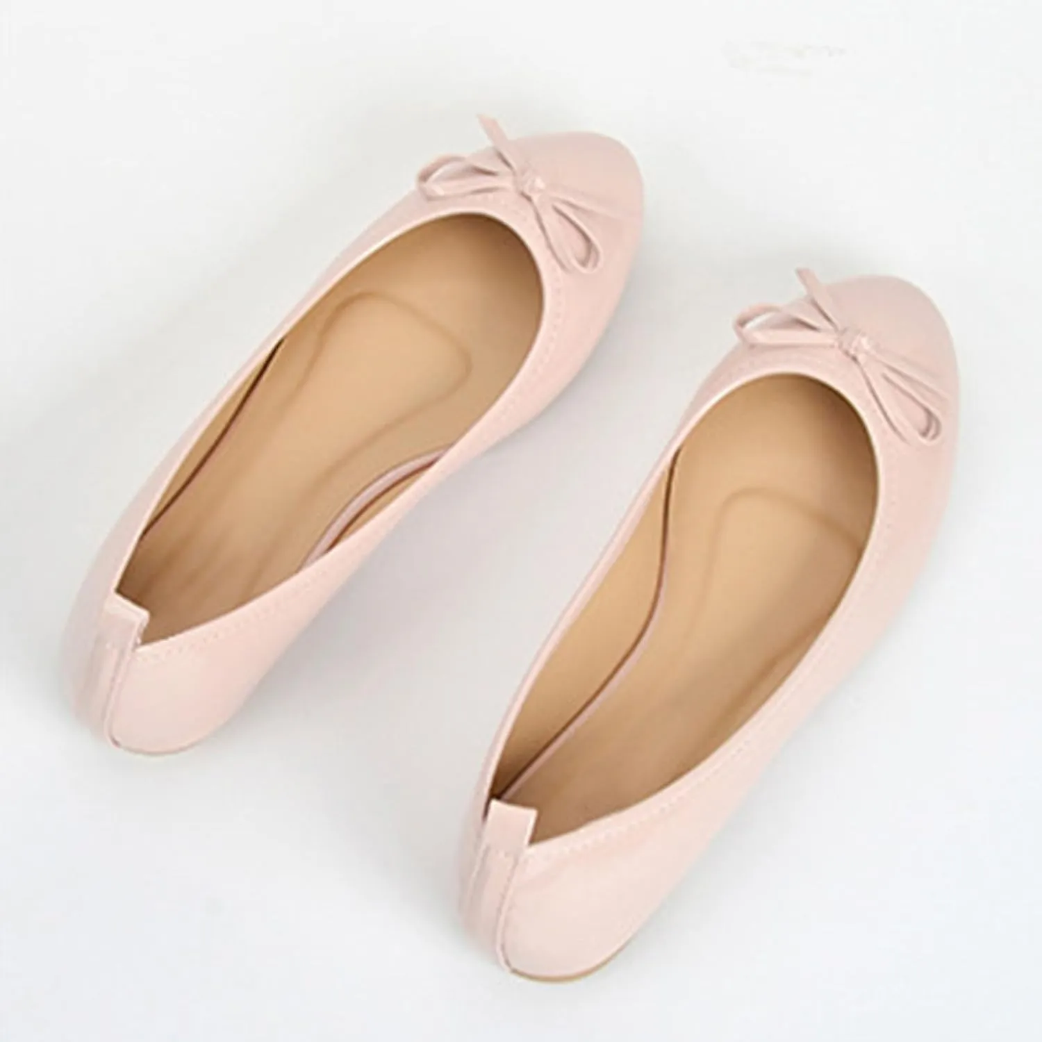Bowknot Ballet Flats Womens Round Head Casual Flat Shoes Smooth Leather Dress Shoes Wear to Work Easy Slip On Shoe