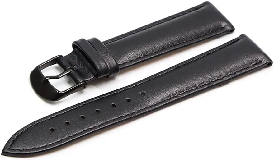 Brown Leather Bracelet with Rose Gold Clasp Bracelet 18mm 20mm Watch Band 22mm Watch Strap for (Color : Black BK, Size : 16mm)
