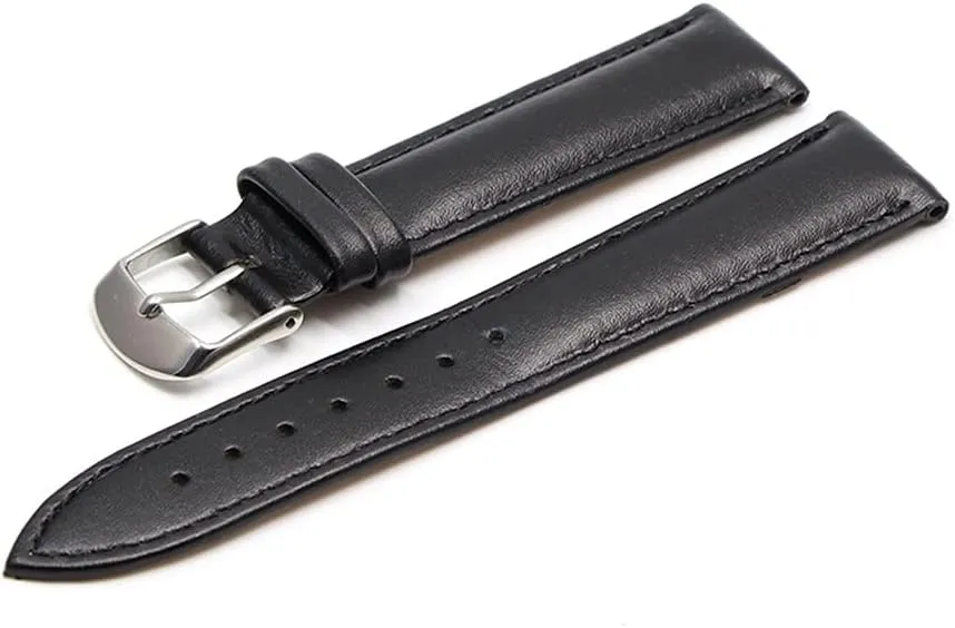 Brown Leather Bracelet with Rose Gold Clasp Bracelet 18mm 20mm Watch Band 22mm Watch Strap for (Color : Black BK, Size : 16mm)