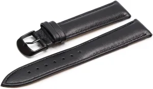 Brown Leather Bracelet with Rose Gold Clasp Bracelet 18mm 20mm Watch Band 22mm Watch Strap for (Color : Black BK, Size : 16mm)