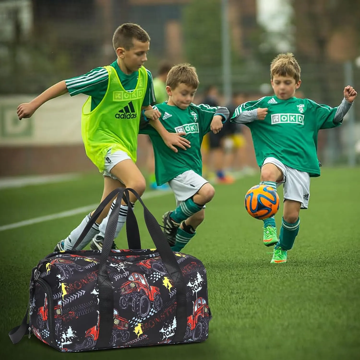 BTOOP Kids Overnight Bag for Boys Small Soccer Sports Gym Bags Duffle Tote With Shoe Compartment Toddler Weekender Sleepover Bags for Travel