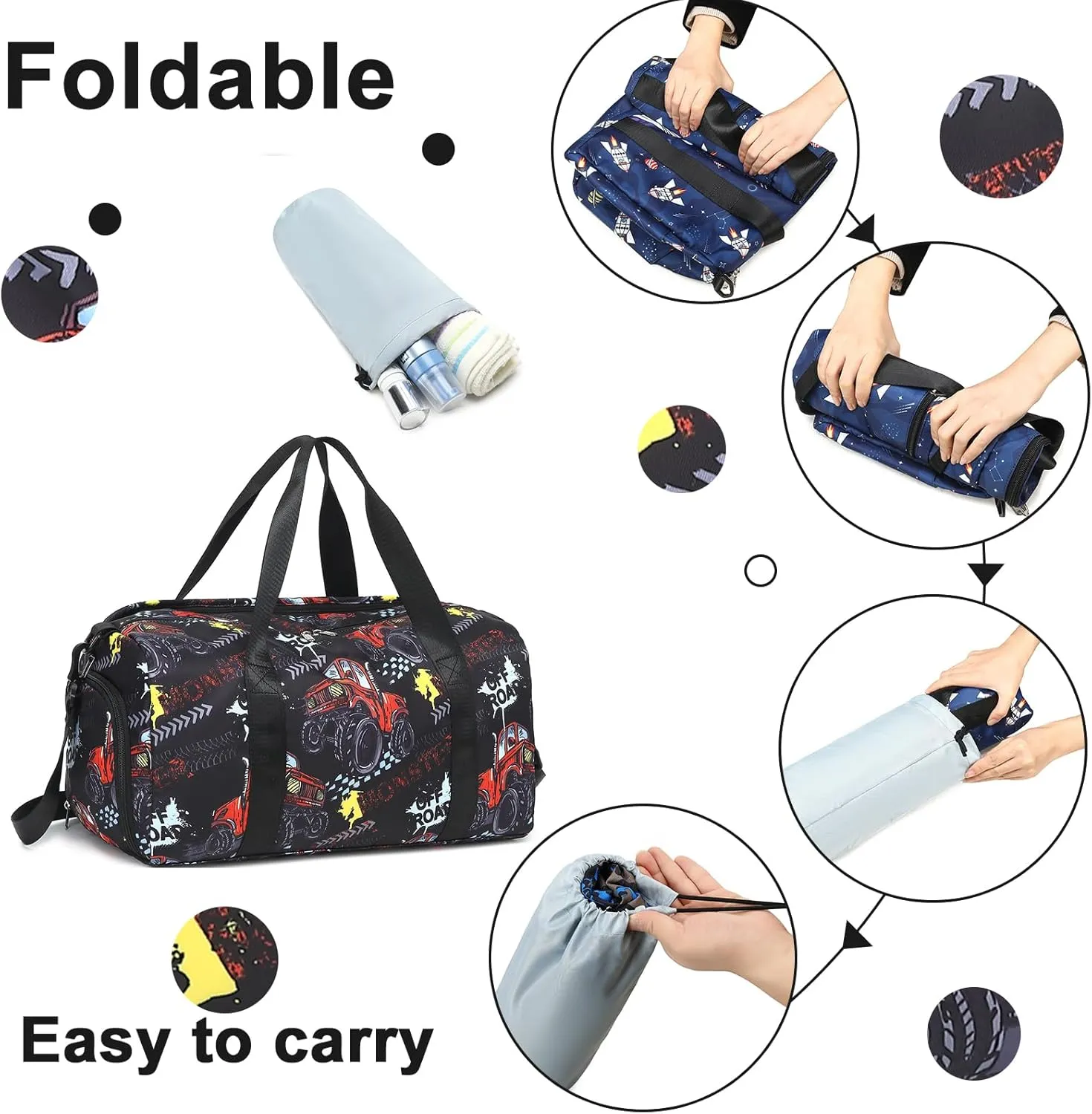 BTOOP Kids Overnight Bag for Boys Small Soccer Sports Gym Bags Duffle Tote With Shoe Compartment Toddler Weekender Sleepover Bags for Travel