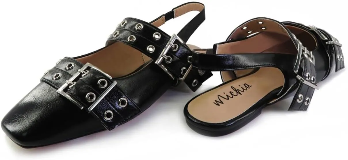 Buckle Ballet Slingback Flats for Women
