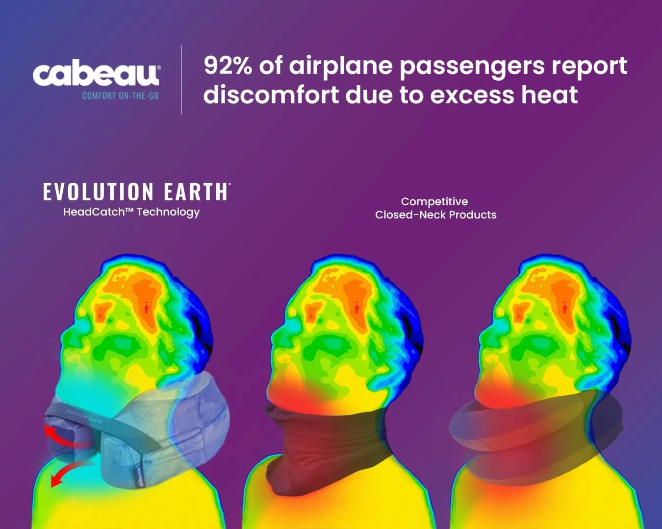 Cabeau Best Neck Pillow for Travel – Evolution Earth – 360° Head, Neck and Chin Support for Sleeping – Sustainable Memory Foam (Fire)