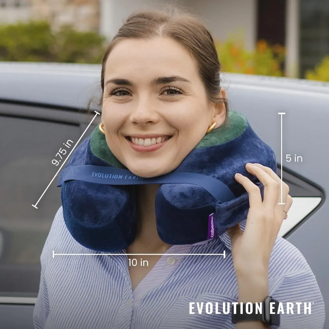 Cabeau Best Neck Pillow for Travel – Evolution Earth – 360° Head, Neck and Chin Support for Sleeping – Sustainable Memory Foam (Fire)