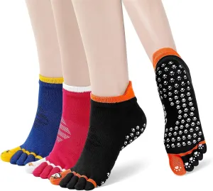 CaiDieNu Yoga Socks for Women, Non Slip Full Toe Socks with Grips for Pilates Barre Dance Ballet Hospital, 3 Pairs