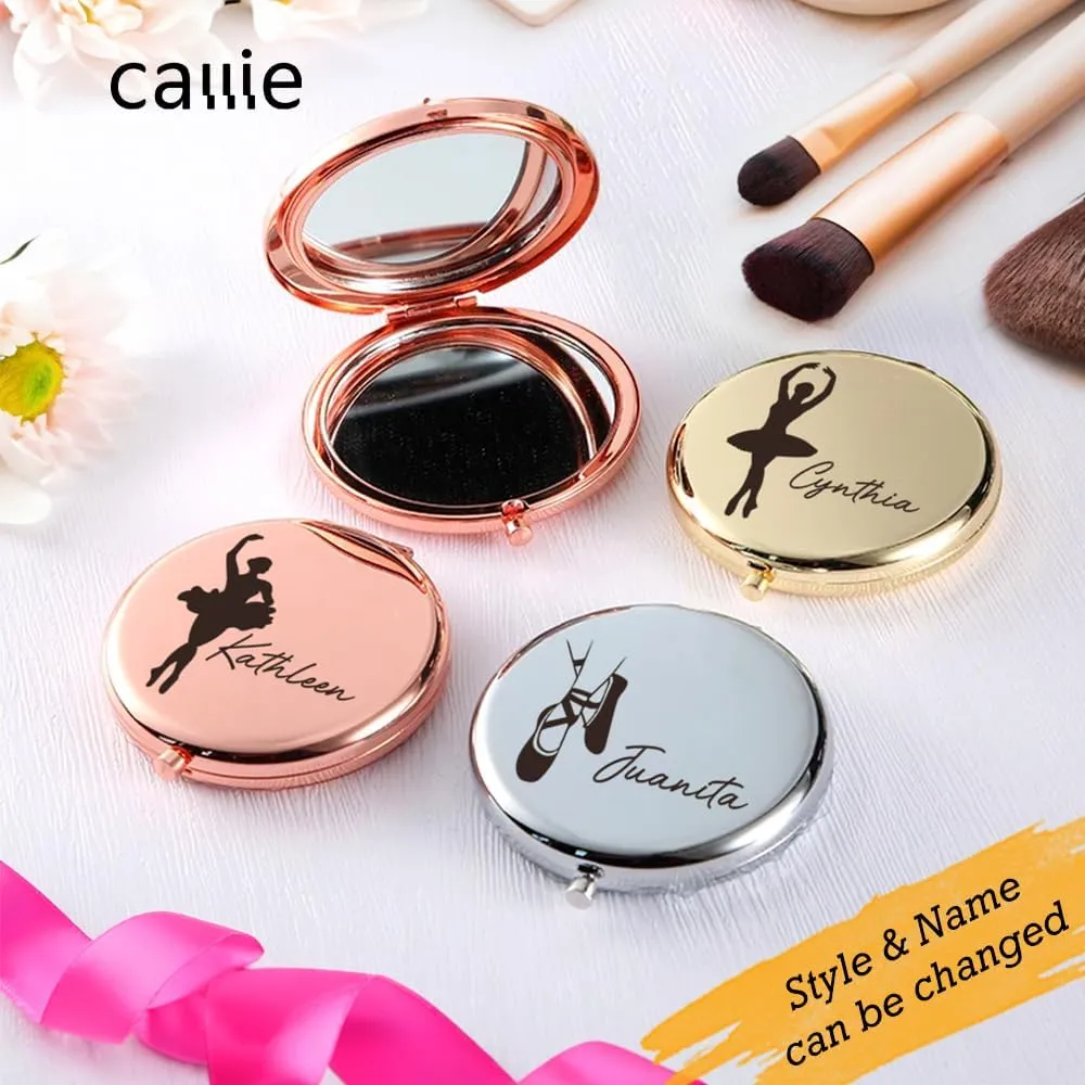 callie Personalized Ballet Compact Mirror for Purses, Custom Small Folded Pocket Travel Makeup Mirror with Name, Birthday Gifts for Dancers Women Girls, 1 Pack