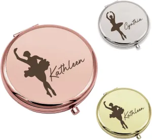 callie Personalized Ballet Compact Mirror for Purses, Custom Small Folded Pocket Travel Makeup Mirror with Name, Birthday Gifts for Dancers Women Girls, 1 Pack