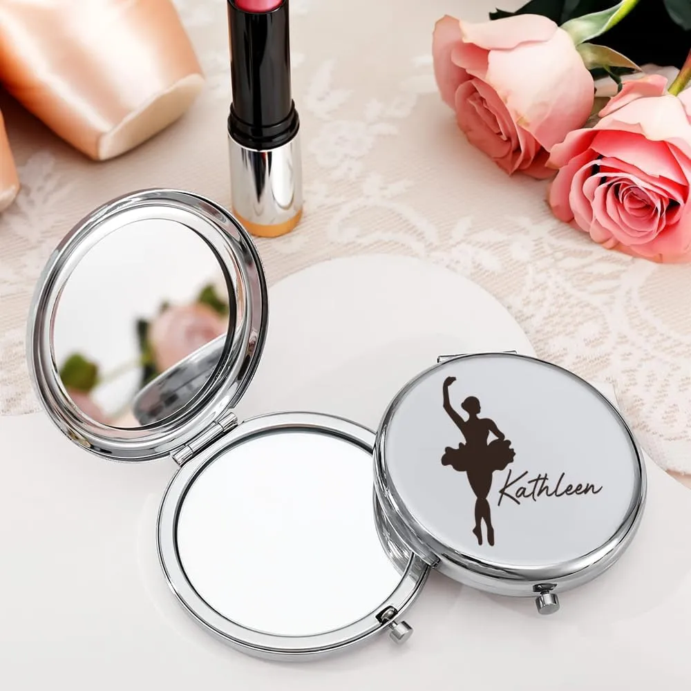 callie Personalized Ballet Compact Mirror for Purses, Custom Small Folded Pocket Travel Makeup Mirror with Name, Birthday Gifts for Dancers Women Girls, 1 Pack