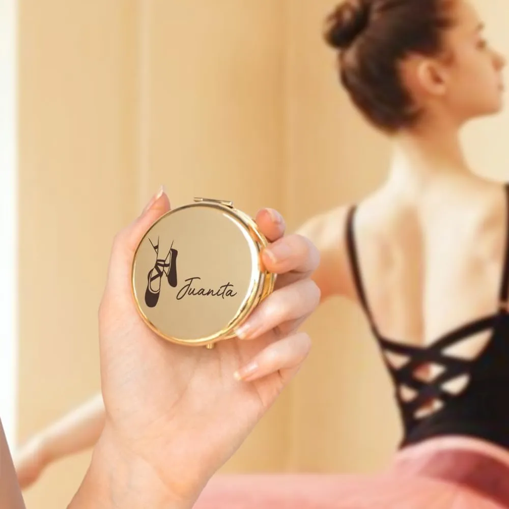 callie Personalized Ballet Compact Mirror for Purses, Custom Small Folded Pocket Travel Makeup Mirror with Name, Birthday Gifts for Dancers Women Girls, 1 Pack