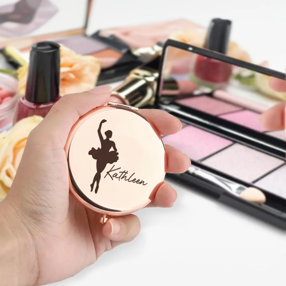 callie Personalized Ballet Compact Mirror for Purses, Custom Small Folded Pocket Travel Makeup Mirror with Name, Birthday Gifts for Dancers Women Girls, 1 Pack