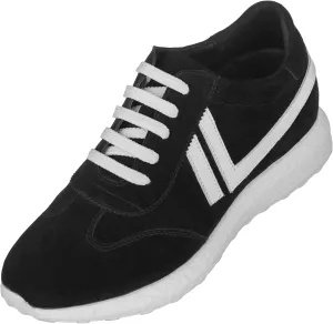 CALTO Men's Invisible Height Increasing Elevator Shoes - Black Suede Lace-up Casual Fashion Sneakers - 2.8 Inches Taller - S2094 - Size 9 D(M) US