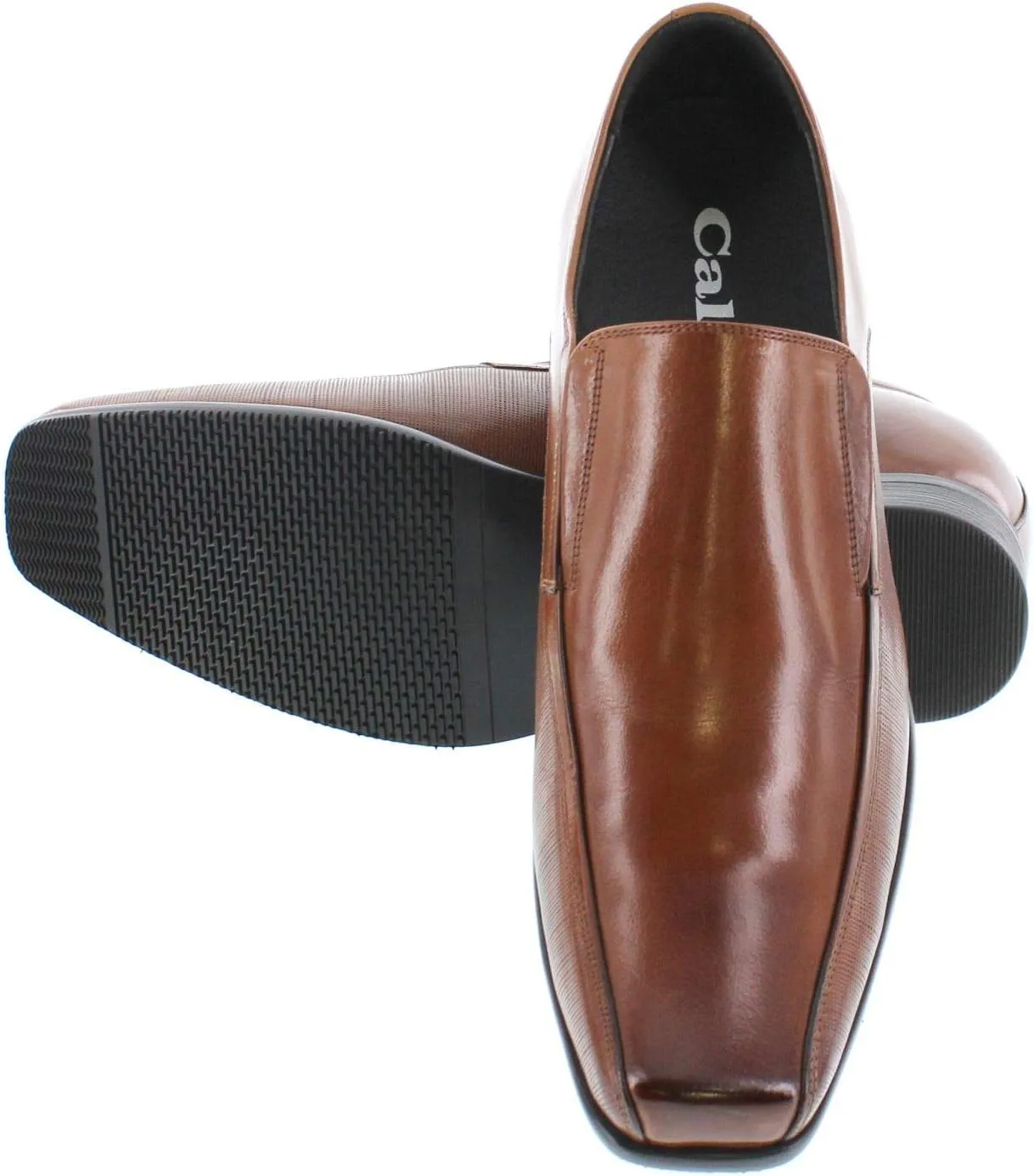 CALTO Men's Invisible Height Increasing Elevator Shoes - Copper Brown Premium Leather Slip-on Dress Loafers - 3 Inches Taller - Y3022 - Size 7 D(M) US