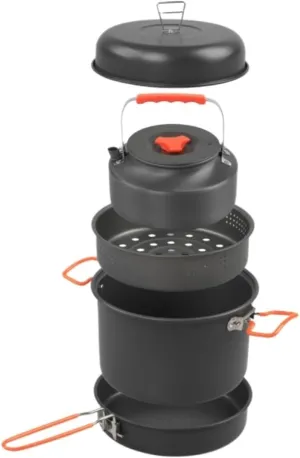 Camping Cookware, Outdoor Double Ear Portable Camping Cookware Set Camping Pot Picnic Cookware Portable Stove