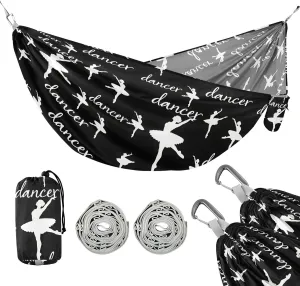 Camping Hammock Outdoor Hammocks for Outside Ballet Dancer Black Beach Trees Portable Lightweight with Pockets Tree Straps Indoor Small