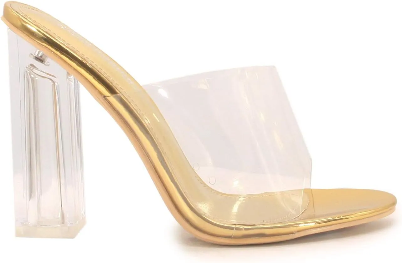 Cape Robbin Open Toe Clear Transparent Lucite Wedge Heel Mules Pump Sandals