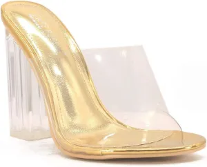 Cape Robbin Open Toe Clear Transparent Lucite Wedge Heel Mules Pump Sandals