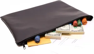 Carousel Checks Inc. Zipper Bank Deposit Bag, 12 by 16 Inches, Black, Pack of 5