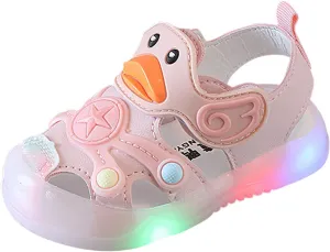 Cartoon Lights up Sandals for Toddler Baby Infant Lightweight Trendy Non Slip Flat Shoes Barefoot Casual Sandals