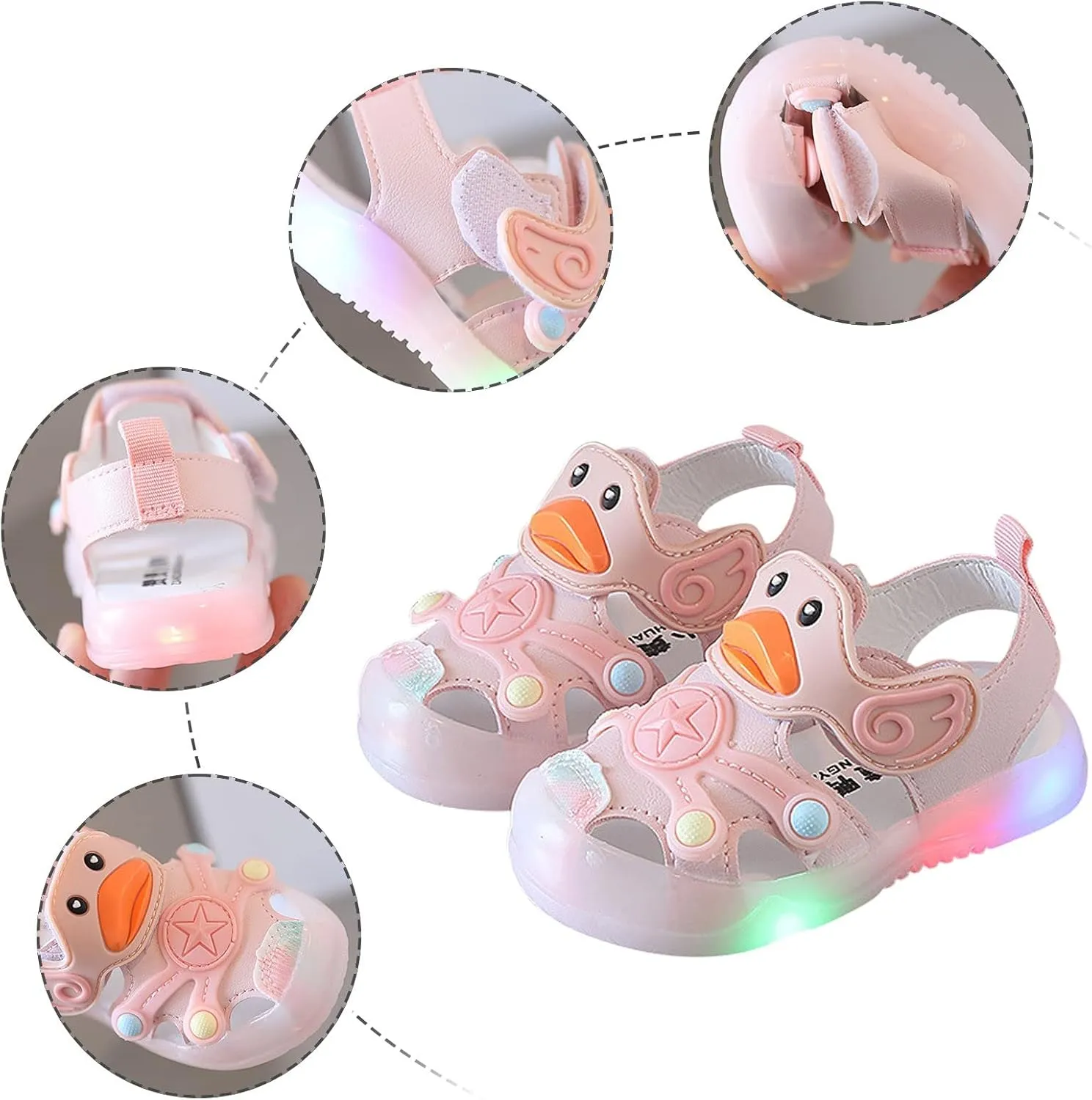 Cartoon Lights up Sandals for Toddler Baby Infant Lightweight Trendy Non Slip Flat Shoes Barefoot Casual Sandals