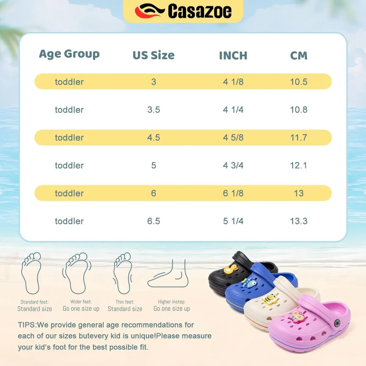 Casazoe Toddler Cute Garden Clogs Boys Girls Slip On Shoes Summer Lightweight Outdoor Slides Sandals Infant Children Beach Pool Shoes