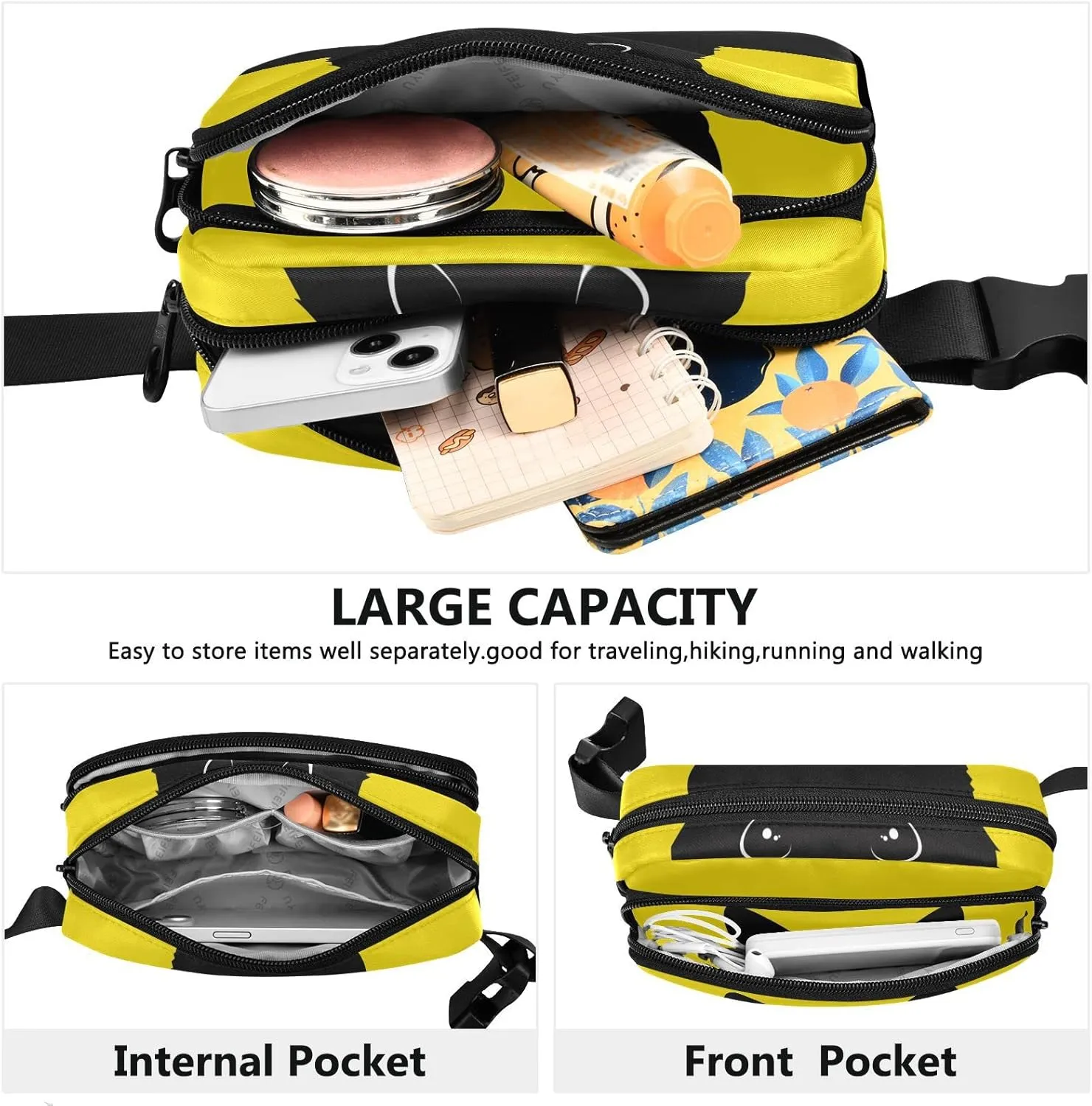 Cat Belt Bag for Women Fanny Pack Lightweight Waist Bags Waterproof for Travel Walking Running Hiking Cycling