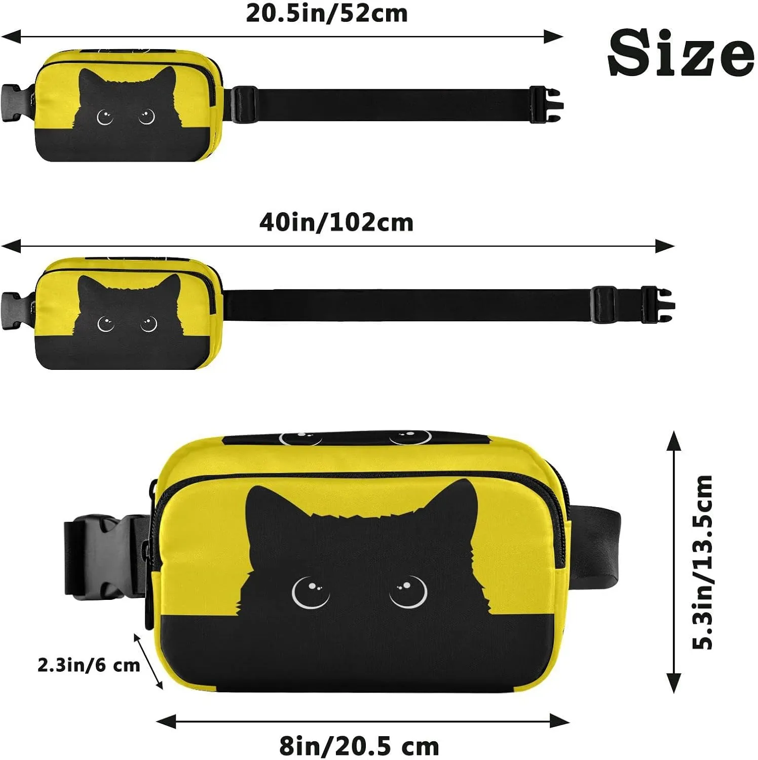Cat Belt Bag for Women Fanny Pack Lightweight Waist Bags Waterproof for Travel Walking Running Hiking Cycling